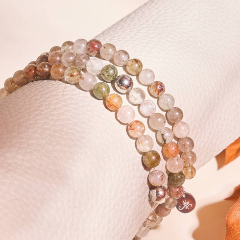 Bracelet en perles de quartz châtaigne | Argent | Pierres précieuses de guérison